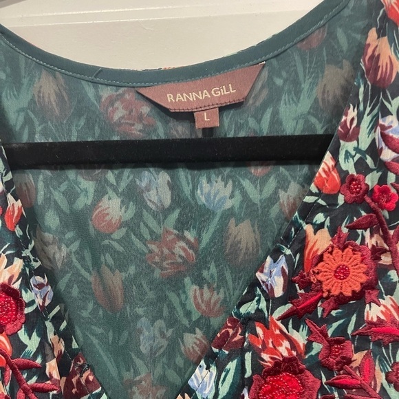 Ranna Gill Posie Embroidered floral Wrap Tie Waist Blouse - Picture 8 of 12